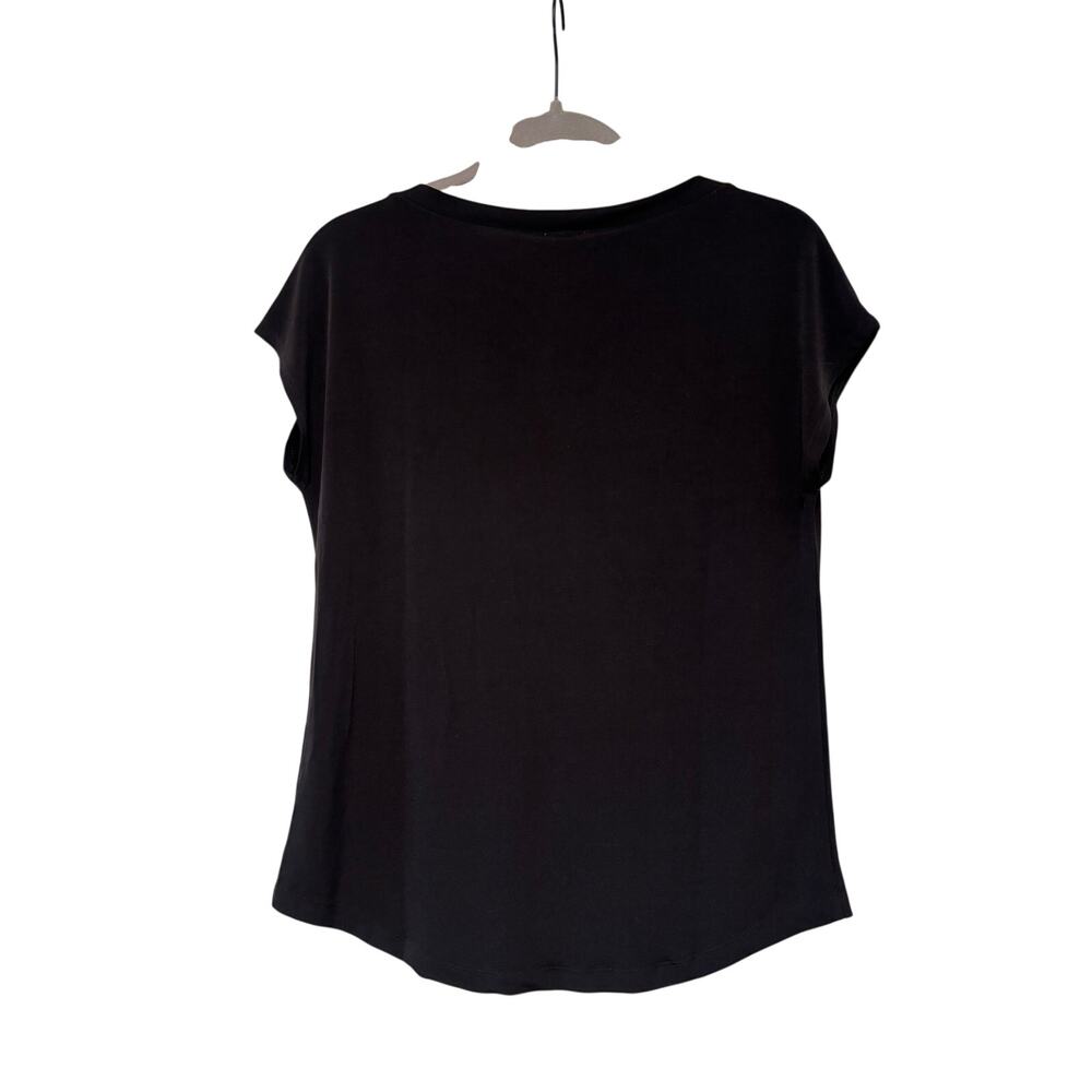 Chico's Women's Black Boat Neck Cap Sleeve Stretch Top Size 0 - Picture 7 of 7